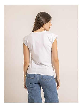 T-shirt a maniche corte con strass FANIA