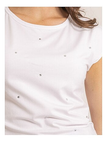 T-shirt a maniche corte con strass FANIA