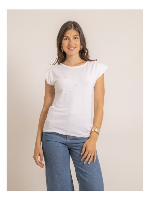 T-shirt a maniche corte con strass FANIA - Kiabi