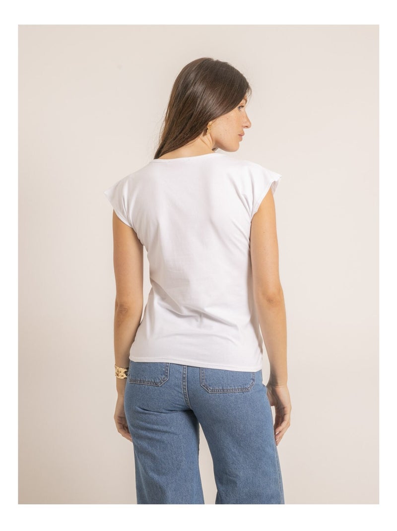 T-shirt a maniche corte con strass FANIA Bianco - Kiabi