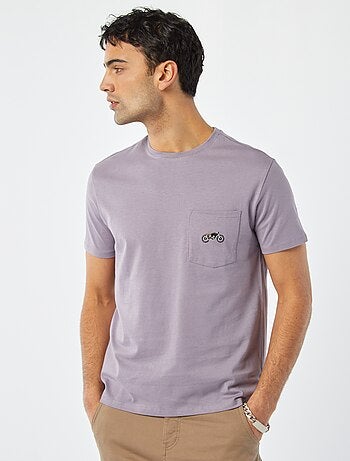 T-shirt a maniche corte con taschino sul petto e ricamo