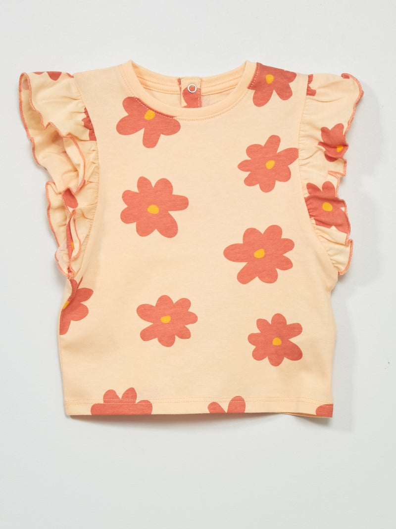 T-shirt a maniche corte con volant ARANCIONE - Kiabi