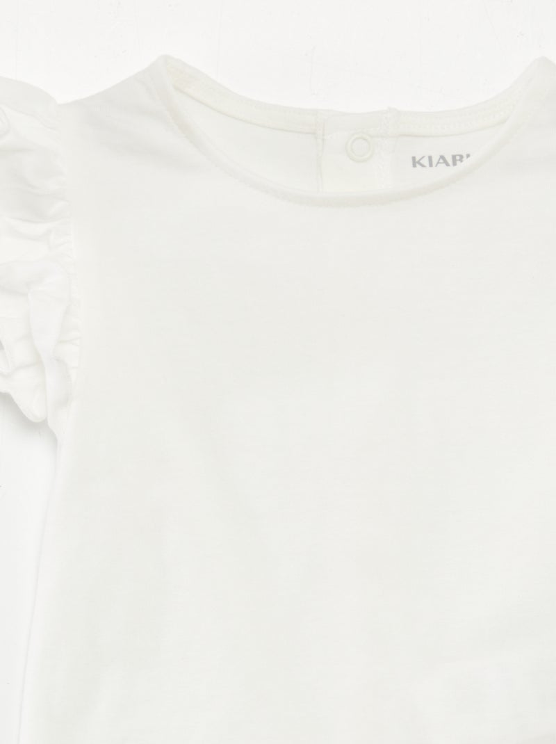 T-shirt a maniche corte con volant BIANCO - Kiabi