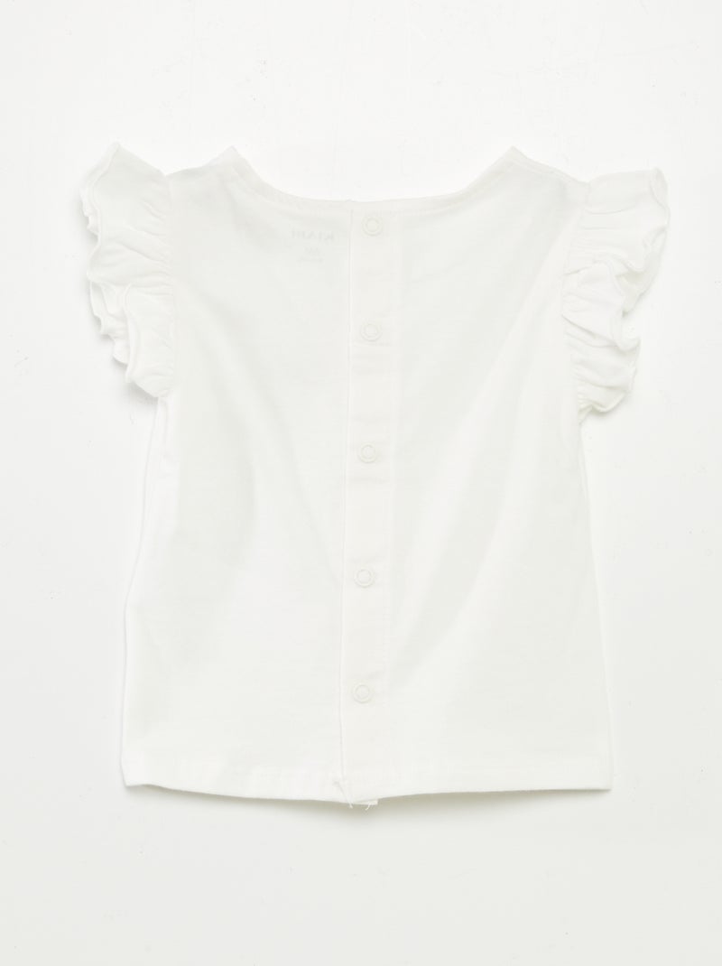 T-shirt a maniche corte con volant BIANCO - Kiabi