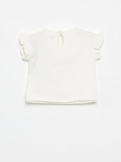 T-shirt a maniche corte con volant e ricami sangallo - Kiabi