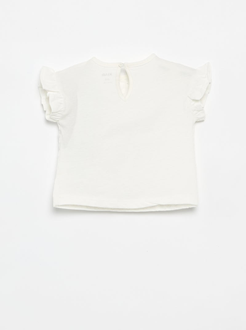 T-shirt a maniche corte con volant e ricami sangallo Bianco - Kiabi