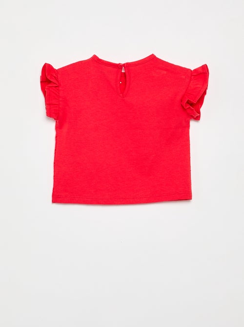 T-shirt a maniche corte con volant e ricami sangallo - Kiabi