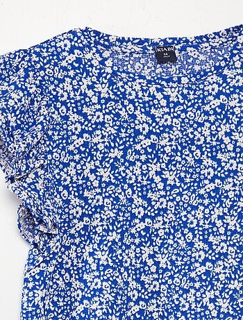 T-shirt a maniche corte con volant e scollo tondo con stampa