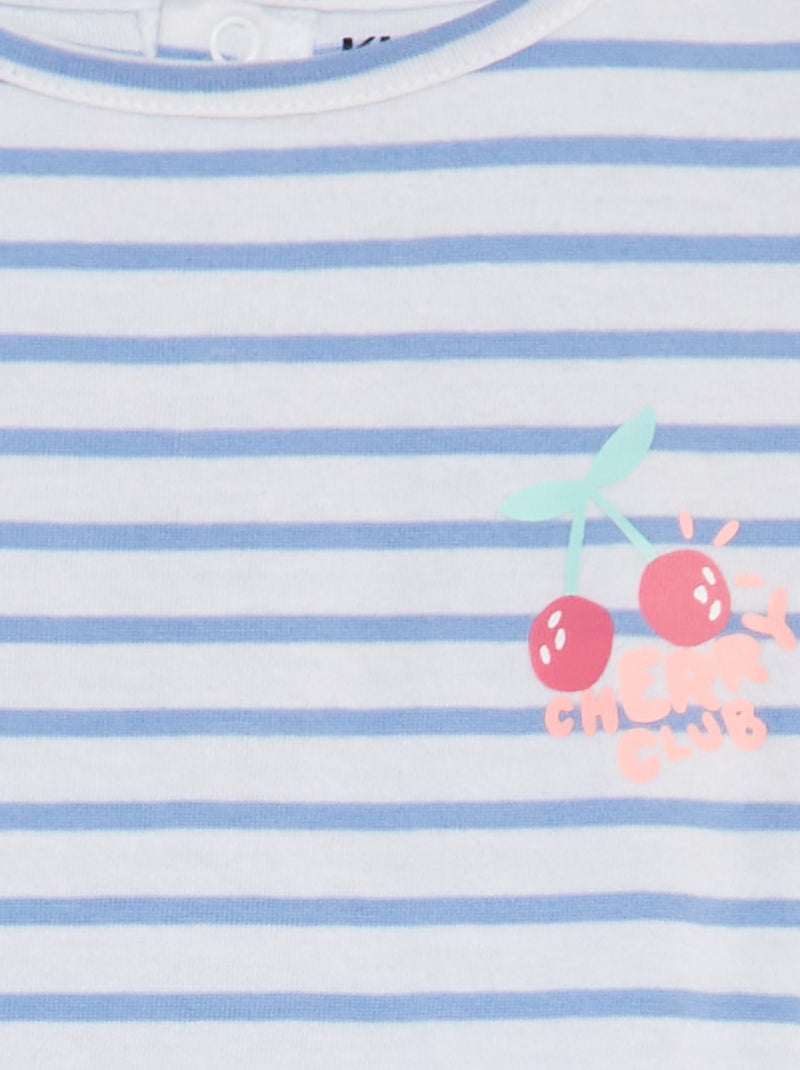 T-shirt a maniche corte con volant e stampa BIANCO - Kiabi