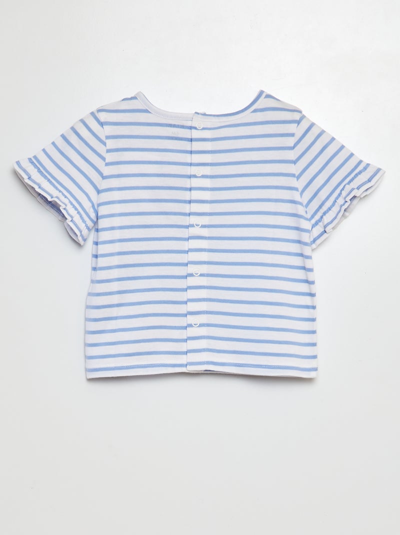 T-shirt a maniche corte con volant e stampa BIANCO - Kiabi