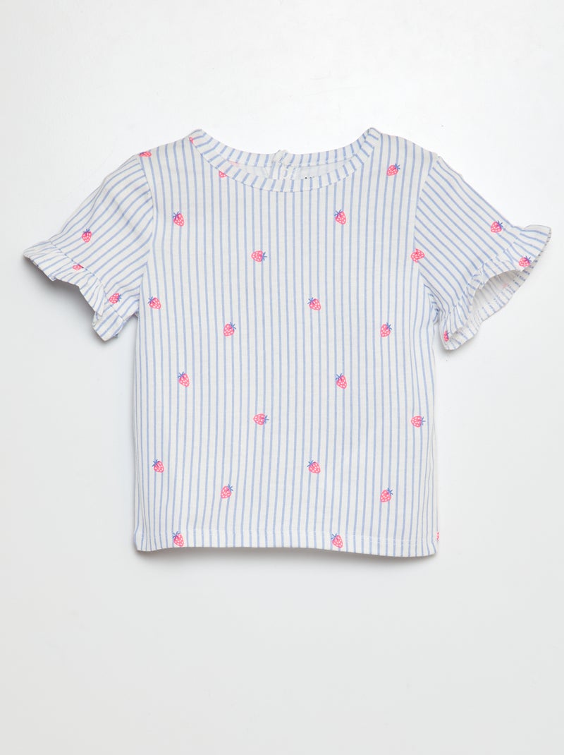 T-shirt a maniche corte con volant e stampa BIANCO - Kiabi