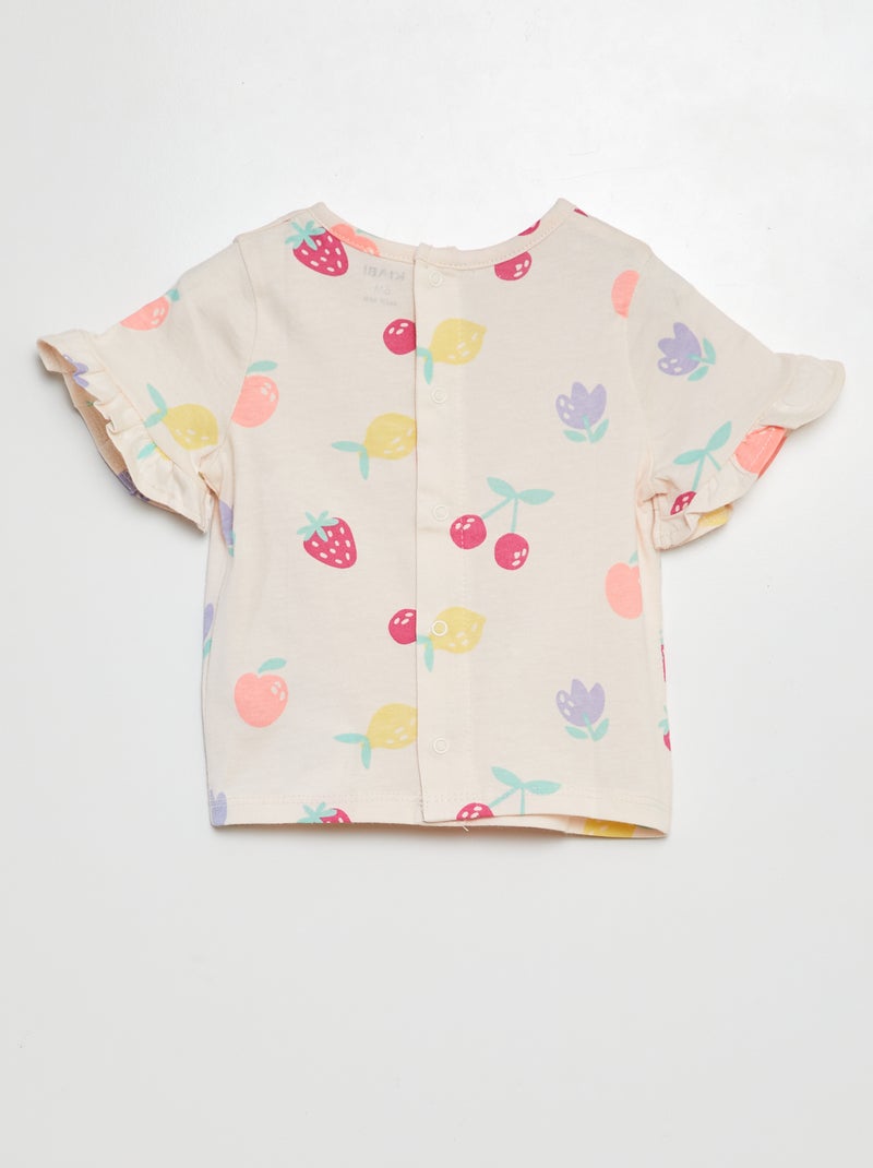 T-shirt a maniche corte con volant e stampa ROSA - Kiabi