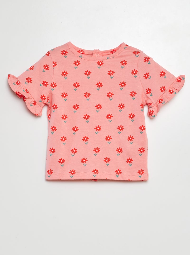 T-shirt a maniche corte con volant e stampa ROSA - Kiabi