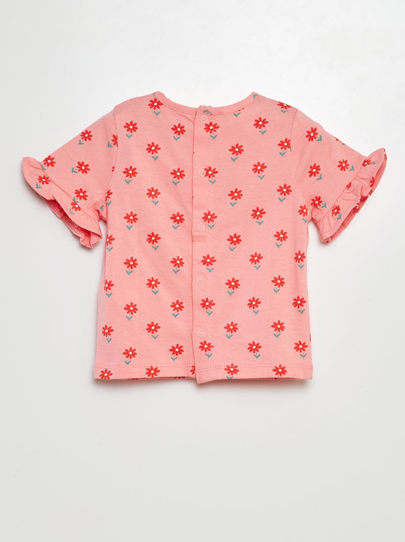 T-shirt a maniche corte con volant e stampa ROSA - Kiabi