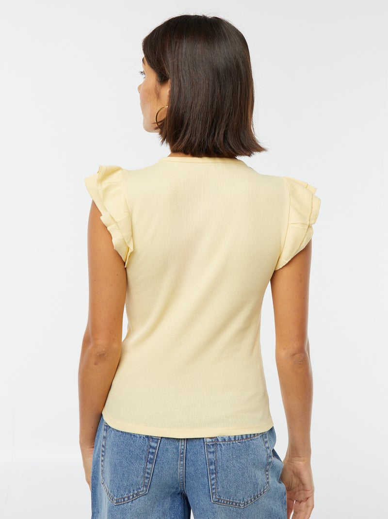 T-shirt a maniche corte con volant GIALLO - Kiabi