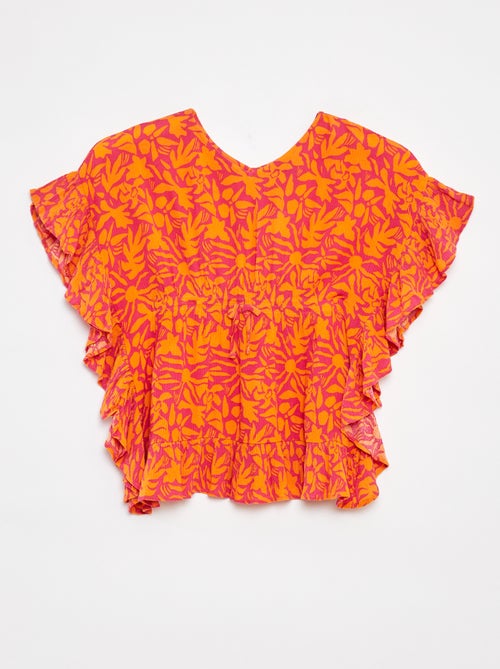 T-shirt a maniche corte con volant - Kiabi