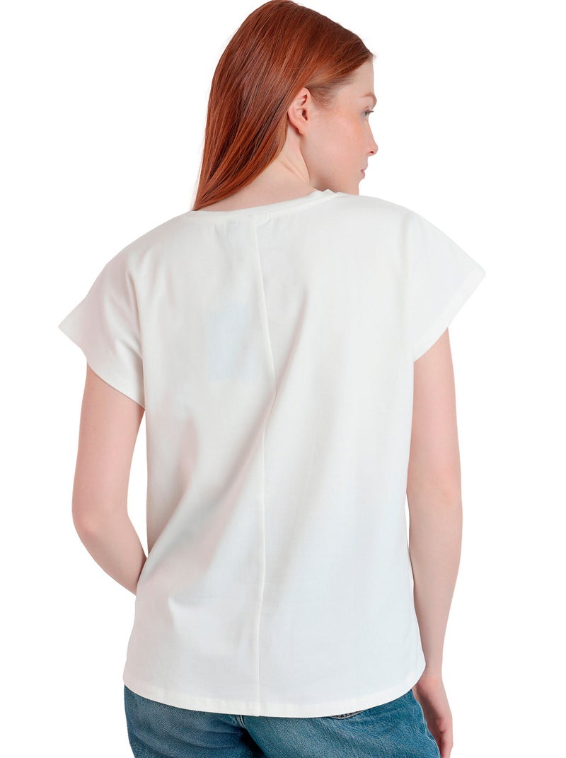T-shirt a maniche corte da donna ADMAS con fiori applicati Ecru - Kiabi