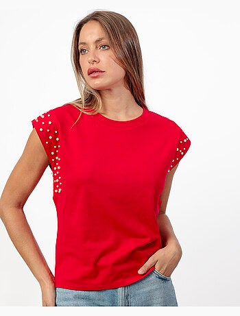 T-shirt a maniche corte da donna ADMAS con perle