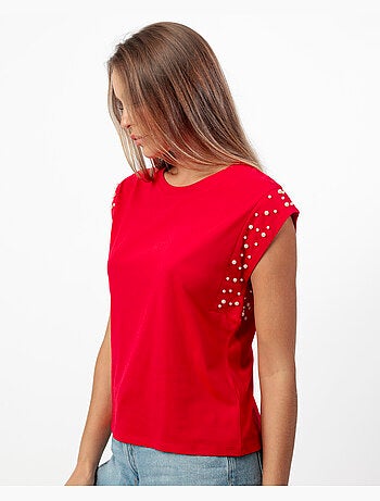 T-shirt a maniche corte da donna ADMAS con perle
