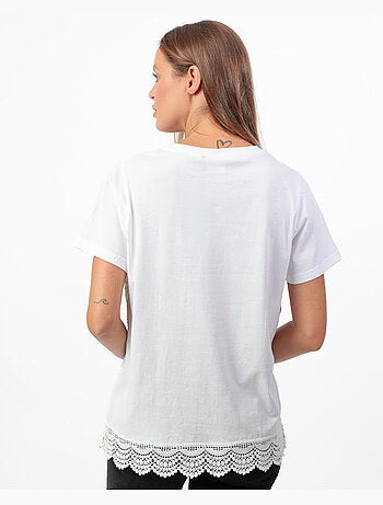 T-shirt a maniche corte da donna ADMAS in guipure e ricami