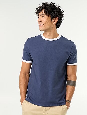 T-shirt a maniche corte e bordi a contrasto
