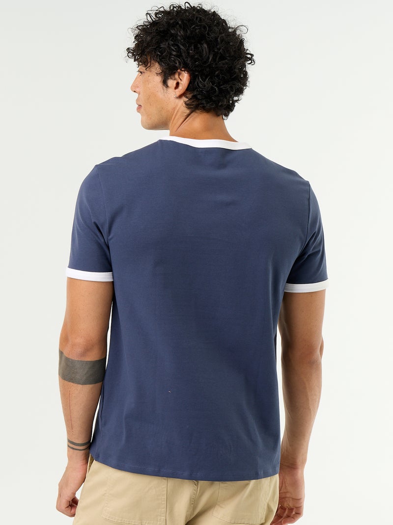 T-shirt a maniche corte e bordi a contrasto Blu - Kiabi