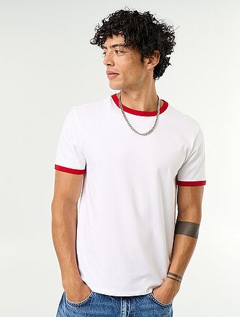 T-shirt a maniche corte e bordi a contrasto