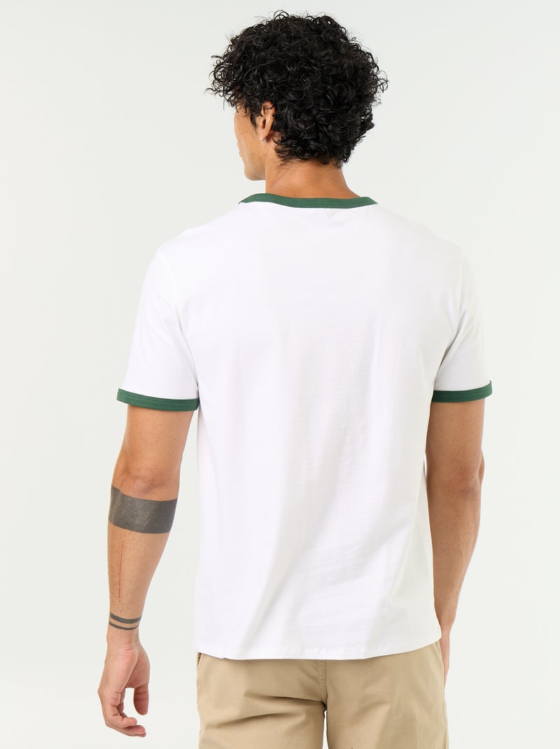 T-shirt a maniche corte e bordi a contrasto Verde - Kiabi