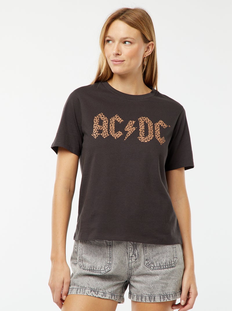 T-shirt a maniche corte e scollo tondo 'ACDC' NERO - Kiabi