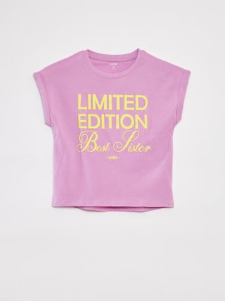 T-shirt a maniche corte e scollo tondo con decorazione