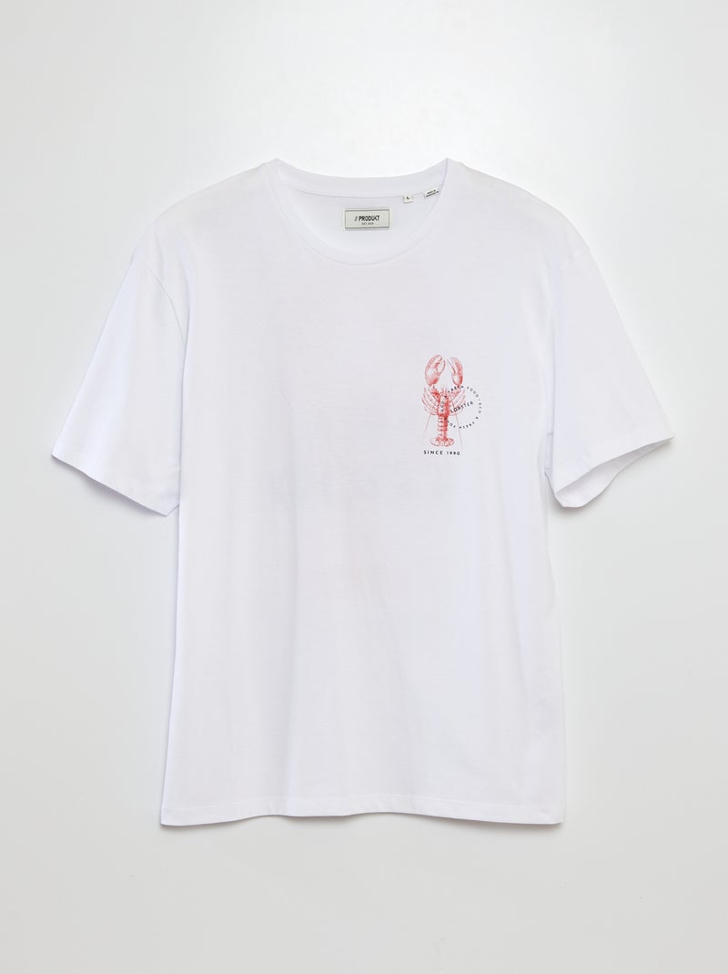 T-shirt a maniche corte e scollo tondo con stampa dietro 'Produkt' BIANCO - Kiabi