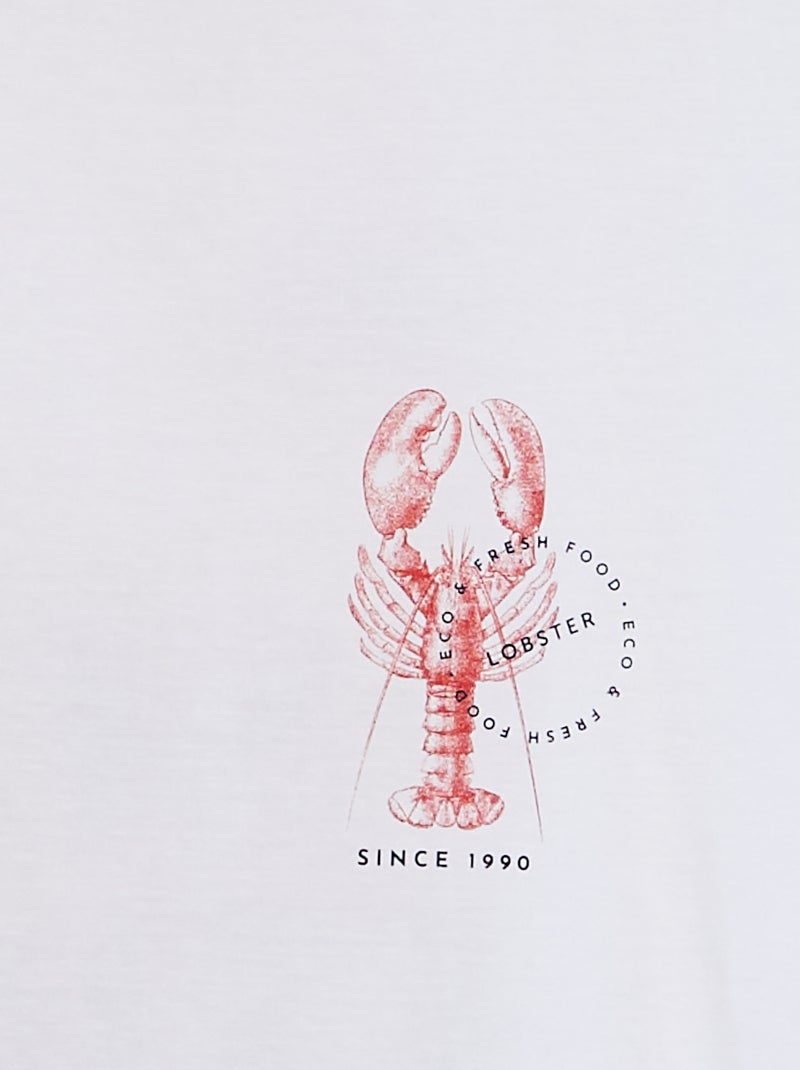 T-shirt a maniche corte e scollo tondo con stampa dietro 'Produkt' BIANCO - Kiabi