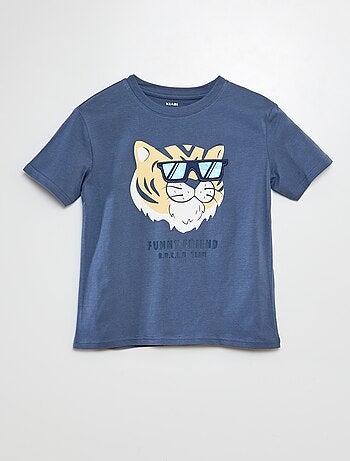 T-shirt a maniche corte e scollo tondo con stampa in rilievo