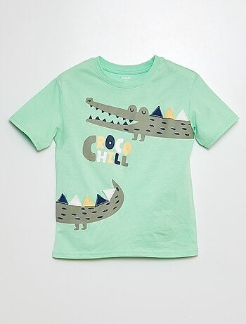 T-shirt a maniche corte e scollo tondo con stampa in rilievo