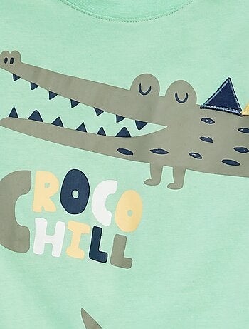 T-shirt a maniche corte e scollo tondo con stampa in rilievo