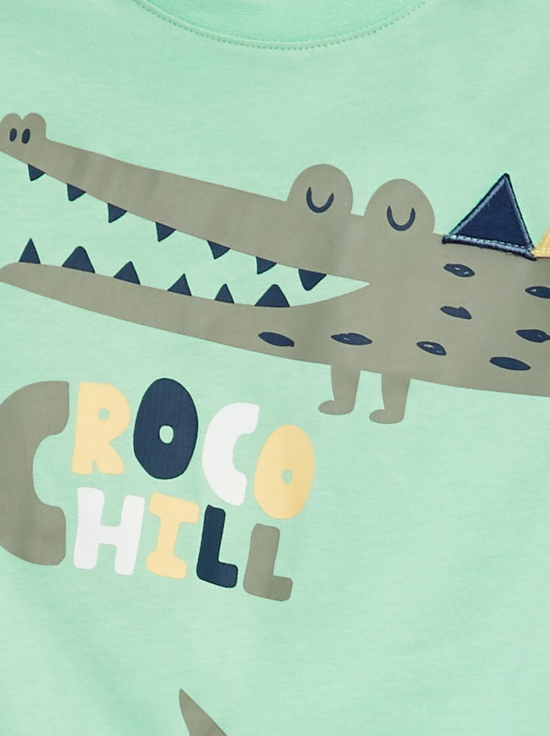 T-shirt a maniche corte e scollo tondo con stampa in rilievo VERDE - Kiabi