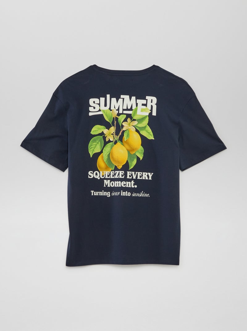 T-shirt a maniche corte e scollo tondo 'Produkt' BLU - Kiabi