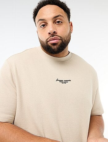 T-shirt a maniche corte girocollo in jacquard di cotone