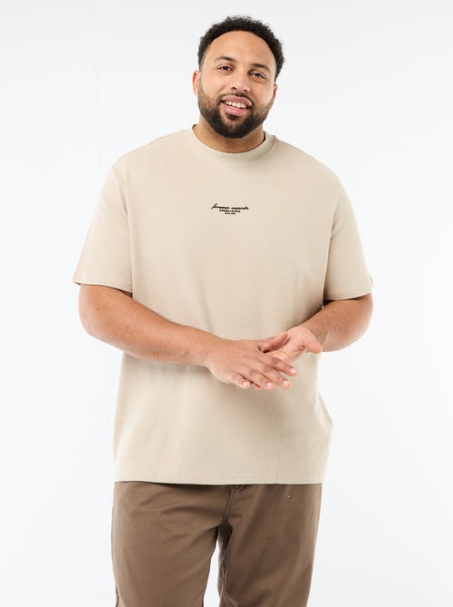 T-shirt a maniche corte girocollo in jacquard di cotone - Kiabi