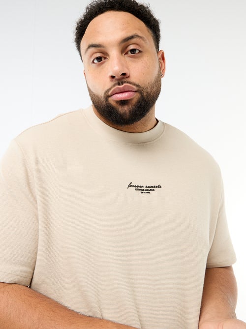 T-shirt a maniche corte girocollo in jacquard di cotone - Kiabi