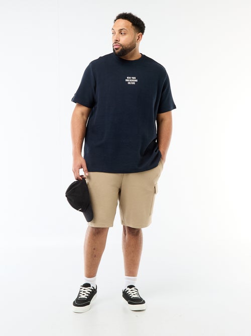 T-shirt a maniche corte girocollo in jacquard di cotone - Kiabi