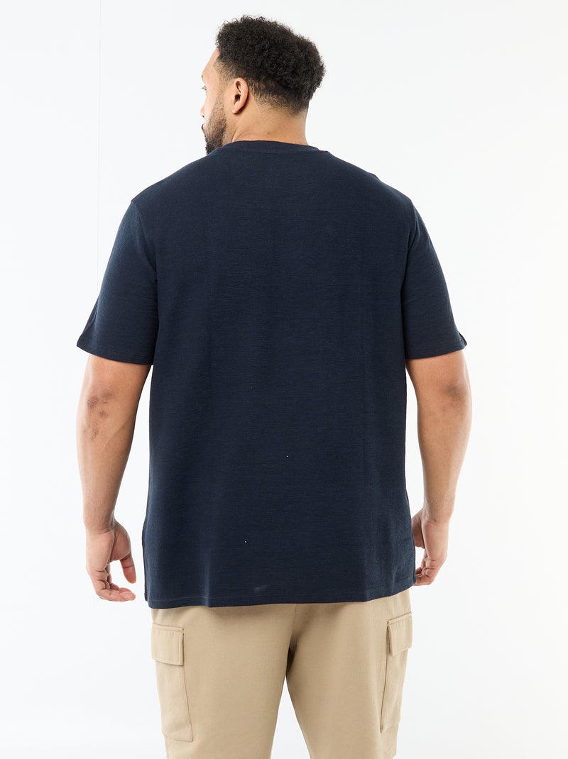 T-shirt a maniche corte girocollo in jacquard di cotone Grigio - Kiabi