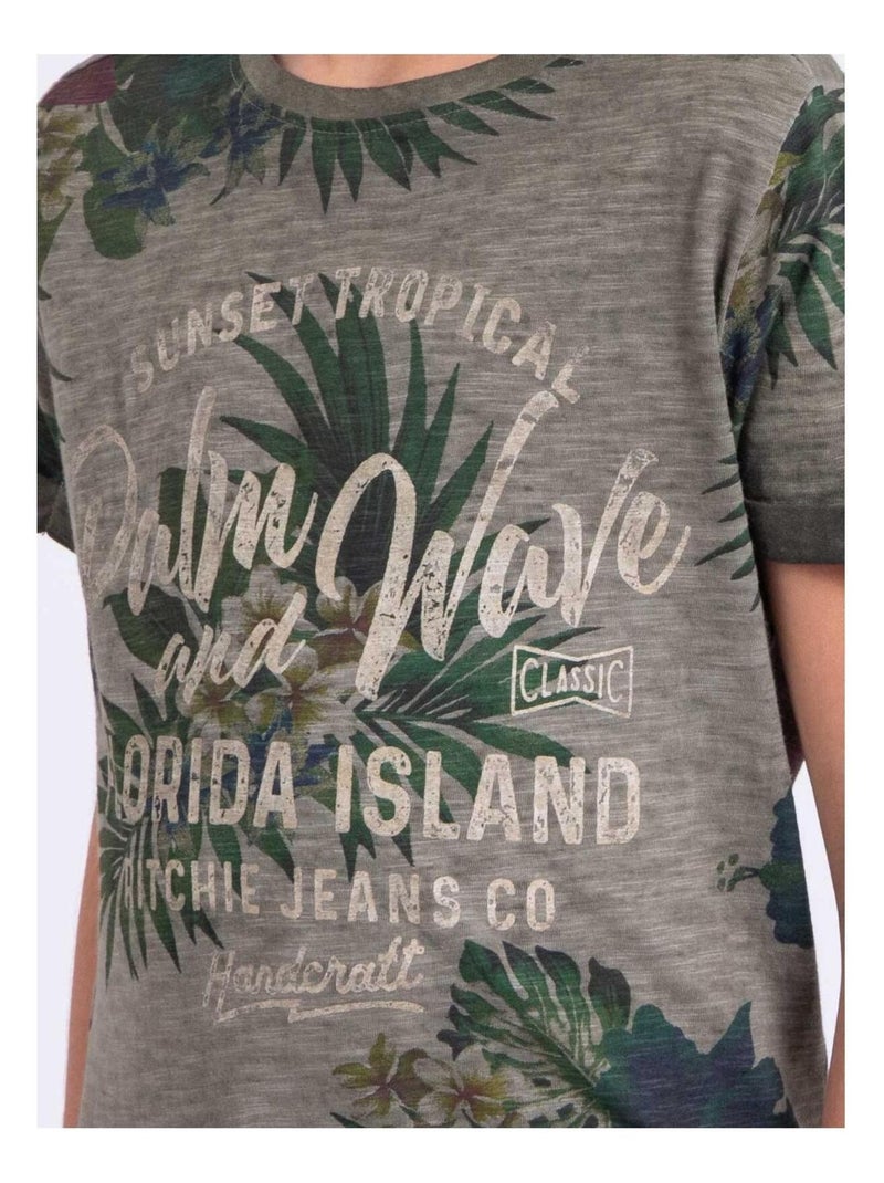 T-shirt a maniche corte girocollo puro cotone NABANE-J Cachi - Kiabi