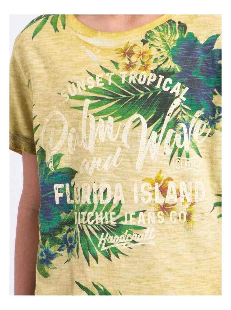 T-shirt a maniche corte girocollo puro cotone NABANE-J Giallo - Kiabi