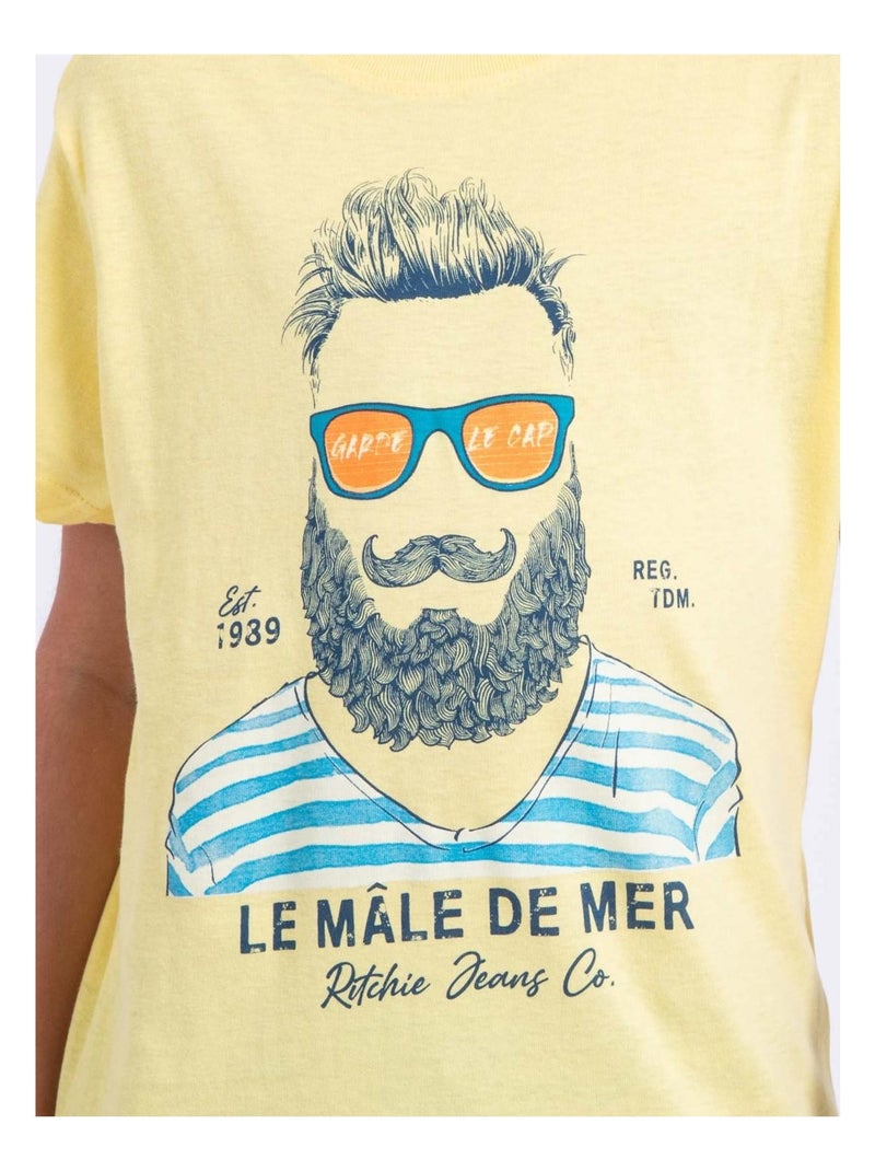 T-shirt a maniche corte girocollo puro cotone NABARZU-J Giallo - Kiabi