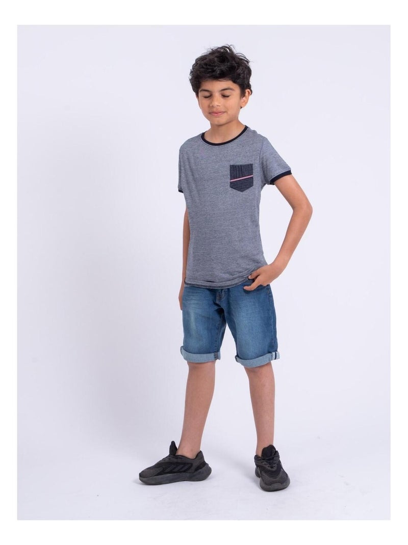 T-shirt a maniche corte girocollo puro cotone NABASTIL-J Blu marino - Kiabi