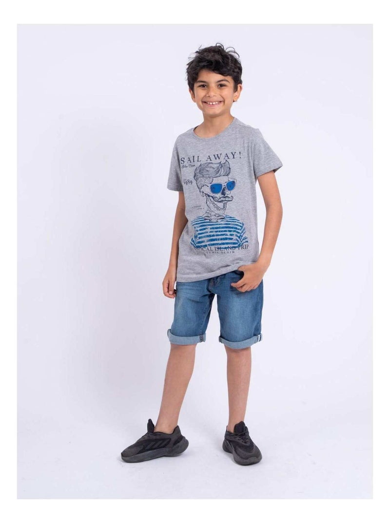 T-shirt a maniche corte girocollo puro cotone NOUMICK-J Grigio - Kiabi