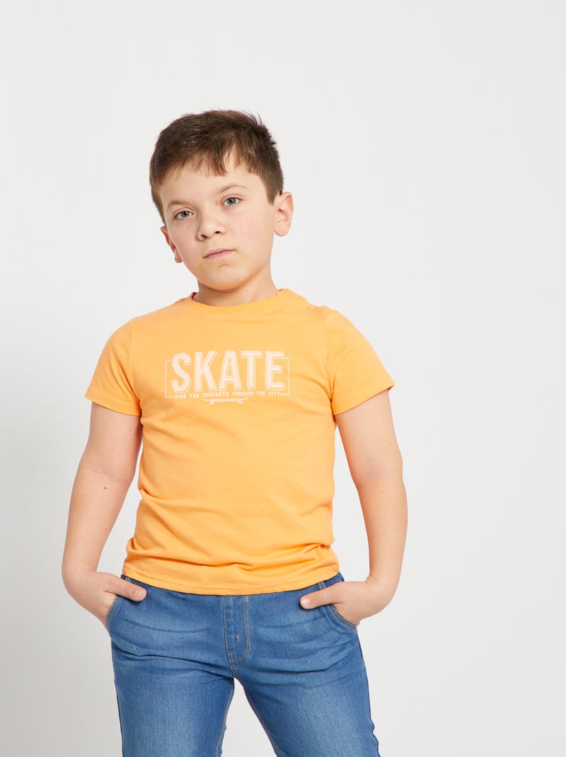 T-shirt a maniche corte in cotone ARANCIONE - Kiabi