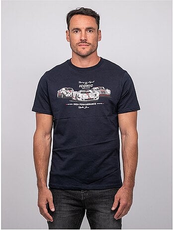 T-shirt a maniche corte in cotone con stampa auto da corsa jigator