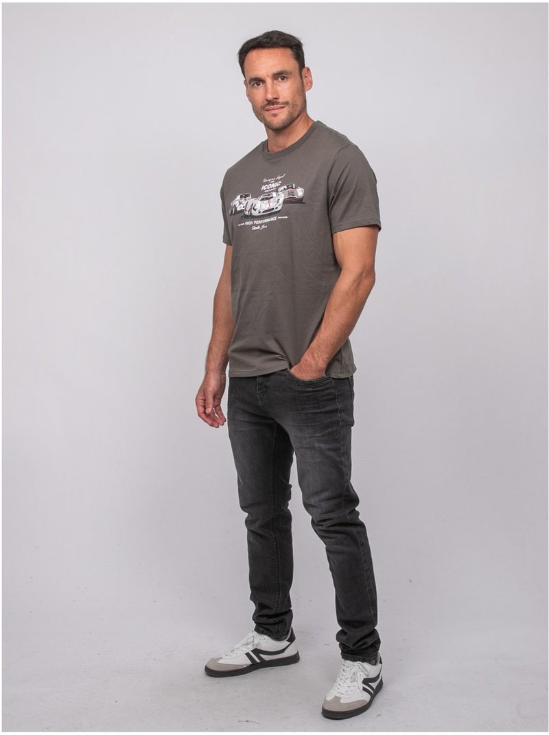T-shirt a maniche corte in cotone con stampa auto da corsa jigator Cachi - Kiabi
